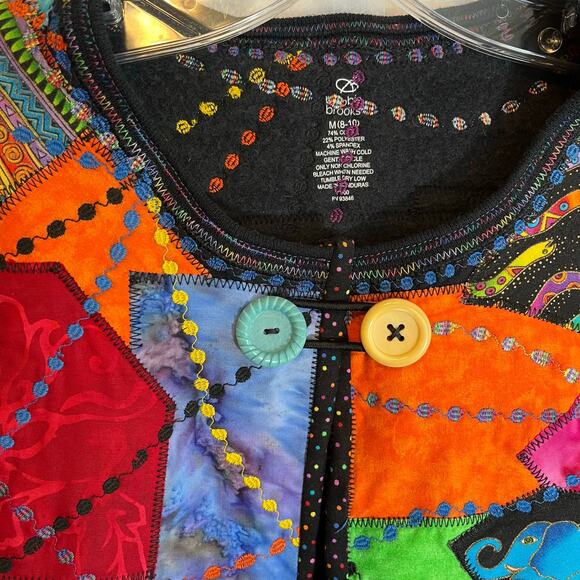 Bobbie Brooks colorful vintage 90’s blazer color block animal pattern embroidery - Picture 5 of 6